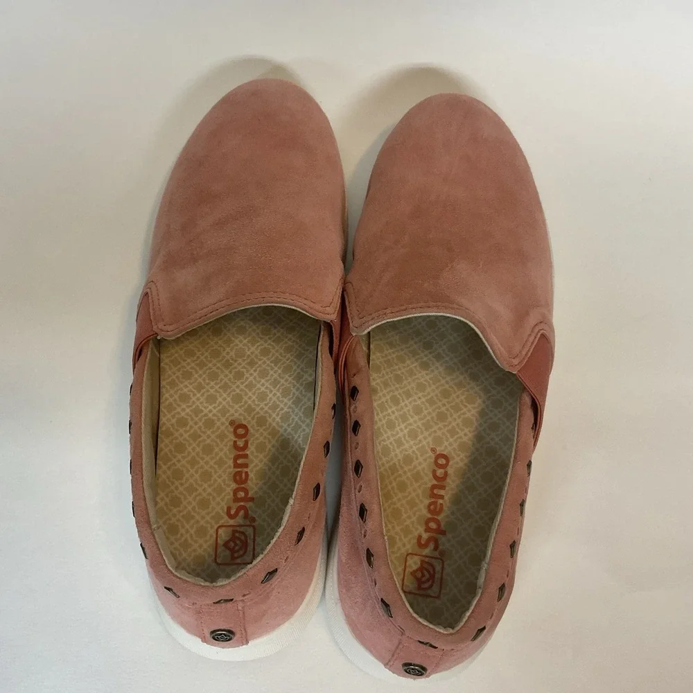 Spenco Shoes‎ Womens 10 D Santa Barbara Rivet Sneakers Slip On Pink Suede Casual
